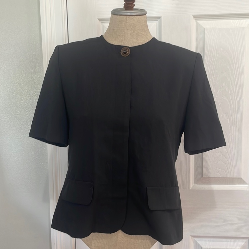 Vintage Norton McNaughton short sleeve blazer jacket top shoulder pads size 4 P